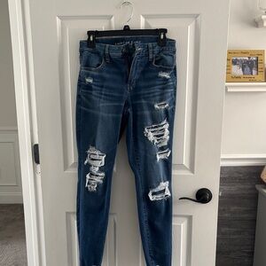 American Eagle Outfitters Ripped Dark Blue Skinny Jeans